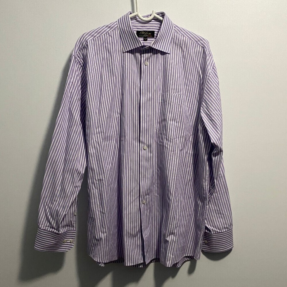 Polifroni Milano Purple And‎ White Striped Dress Shirts 100% Cotton Size L
